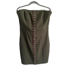 M.N.I. Loss Angeles Green Strapless Bustier Corset Tube Sheath Mini Dress  Sz 1X